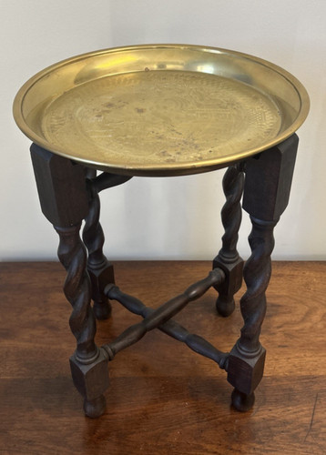 Vintage brass tray - top, folding