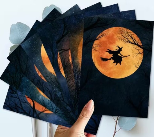 Halloween witch postcards - witch,