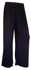 Womens Plain Palazzo Trousers Ladies Baggy Soft Flared Wide Leg Pants UK 8-26