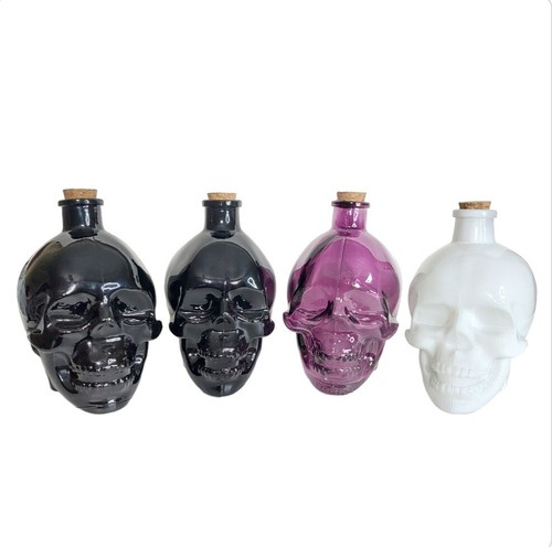 Skull glass bottle - glass,