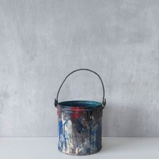 Vintage painters kettle bucket paint galvanised steel prop object