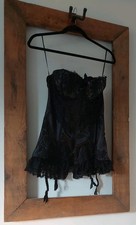 Elegant Satin Ann Summers Black Marie Corset,  Size 16