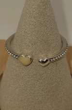 Genuine Pandora Enamel Heart and Silver Heart Open Ring Size 56 UK O S925 ALE