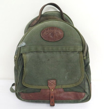 Vintage Orvis Battenkill Green Canvas Leather Backpack Dark Hunter Green Bookbag