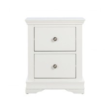 Malmo Bedside Locker 2 Drawers Solid Oak Wood White Cabinet Steel Knobs Handles
