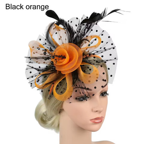 Flower feather hair hat - feather,