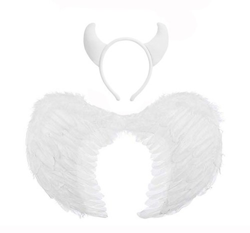 White devil horns feather - white,