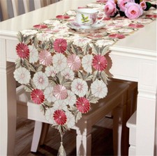 Embroidery Flower Table Runner Hollowed-Out Table Cover forTabletop Decoration