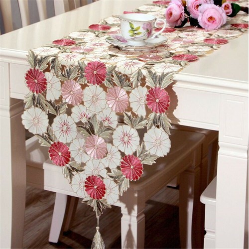 Embroidery flower table runner - flower,