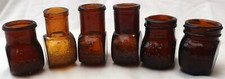 5 x Vintage 2Oz Amber Glass BOVRIL Bottles / Jars + 1 x 2Oz MARMITE Bottle / Jar