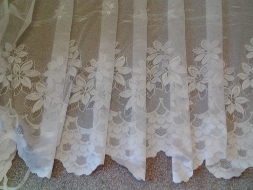 White net lace curtain - lace, fabric
