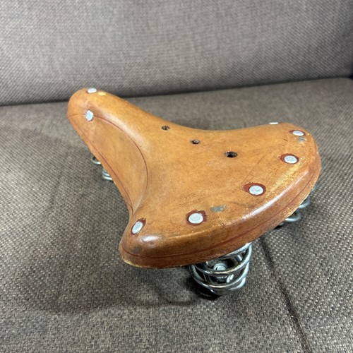 Leather vintage bike seat with - leather,