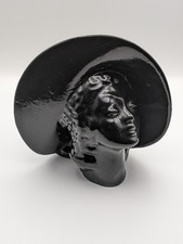  Vintage Black art Deco Style Lady Head Vase stylised 1930s 1940s