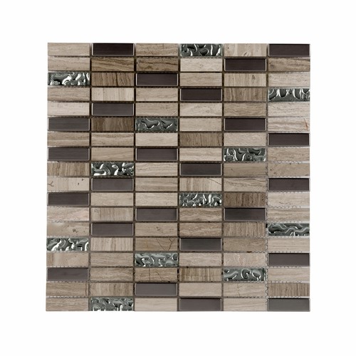 Beige stone mosaic tile glass - stone,