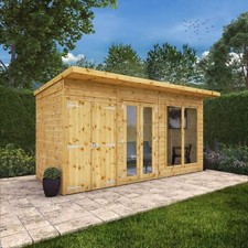 Waltons Pent Summerhouse with Side Shed Shiplap Wooden Garden Room 14 x 6 14ft