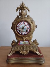 Antique French Sevres porcelain panel and gilt 8 Day mantle clock.Working Order.
