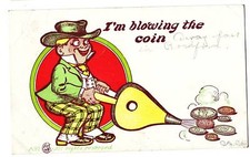 1906 Blacksmith Bellows Comic Coin Postcard