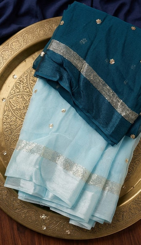Designer georgette sky blue