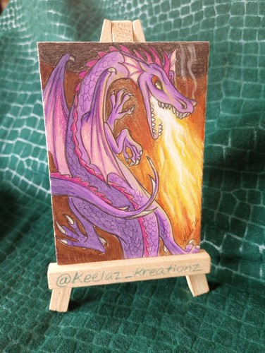 Aceo original dragon purple - aceo,
