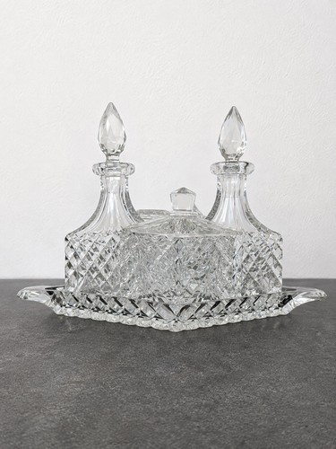Cut glass cruet set oil - cut,