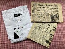 1940s Vibe NWT BURTON Cotton Collarless Grandad Shirt ~ 42-44”