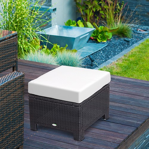 Rattan aluminum ottoman - rattan,