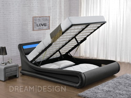 Faux leather ottoman led bed - ottoman,