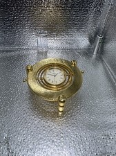 Sewills Captains Quartz Gimbol Mounted Desk Clock in Solid Brass Stand