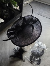 John Lewis Disc Twirl Fascinator Hat in Black . Wedding BNWT
