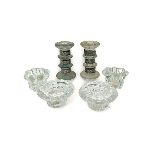 Vintage glass candlesticks - vintage,