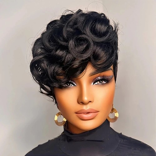 Short curly pixie cut - curly, remy