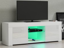 Modern TV Unit Stand Cabinet Sideboard White High Gloss Doors with LED Lights