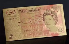 9ct Gold £50 Fifty Pound Banknote.