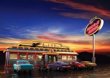 AMERICAN DINER POSTER Retro Chevy Wall Art Print Picture Photo A3 A4