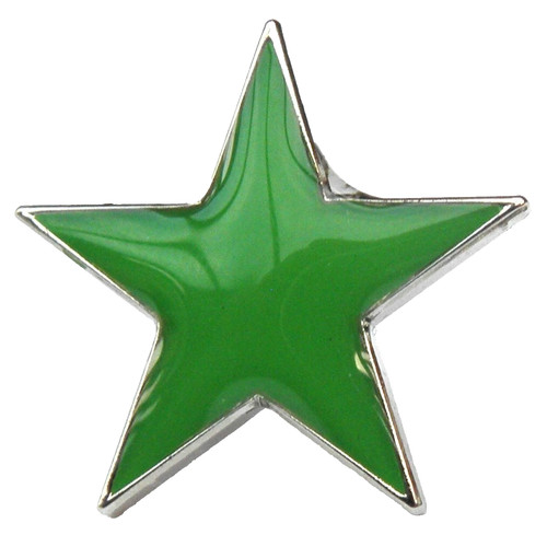Green star pin badge - green,