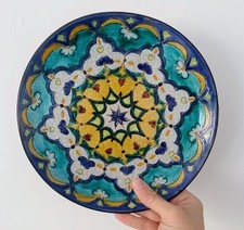 Bonis Pottery Wall Plate Rhodes Hand-Painted Bright Majolica Terracotta, 23.5cm