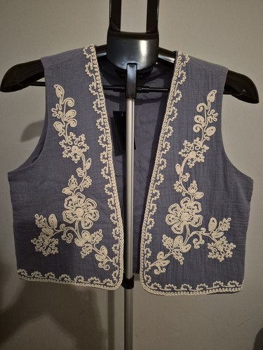 Womens blue embroidered crop - womens,