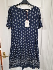 Fat Face Navy/White Jersey Dress Size 12. Short Sleeve. New With Tags.