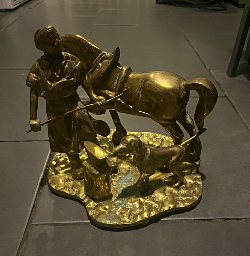 Brass figurine statue group - brass,