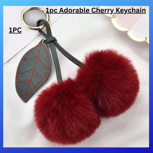 Furry cherry keychain - cherry, fluffy