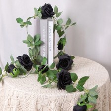 Artificial Rose Vines Halloween Garland Black Rose Decor Halloween Rose Vines