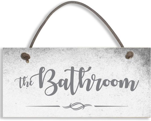 The bathroom door sign - the,