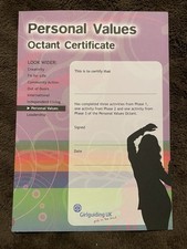Girlguiding Ranger Personal Values Octant Certificate-Girl Guides/senior Section