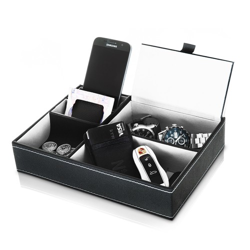 Livivo leather look valet tray - leather,