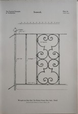 1915 ARCHITECTURE PRINT IRONWORK WROUGHT-IRON STAIR RAIL MARKET HOUSE ORTA ITALY
