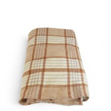 Welsh Vintage Woolly Blanket Brown and Cream Multicoloured Pattern Preloved