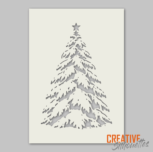 Snowy christmas tree - christmas, stencil