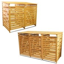 Outdoor Wooden Wheelie Bin