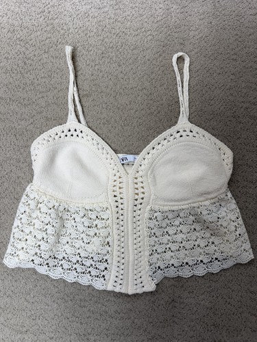 Zara cream crochet knit cami - crochet,