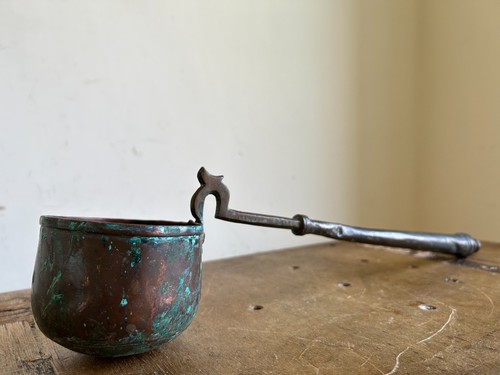 Antique copper ladle - antique, patina